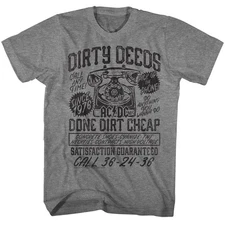 AC/DC Dirty Deeds Cheap Rock and Roll Music Band T-Shirt in Graphite Heather