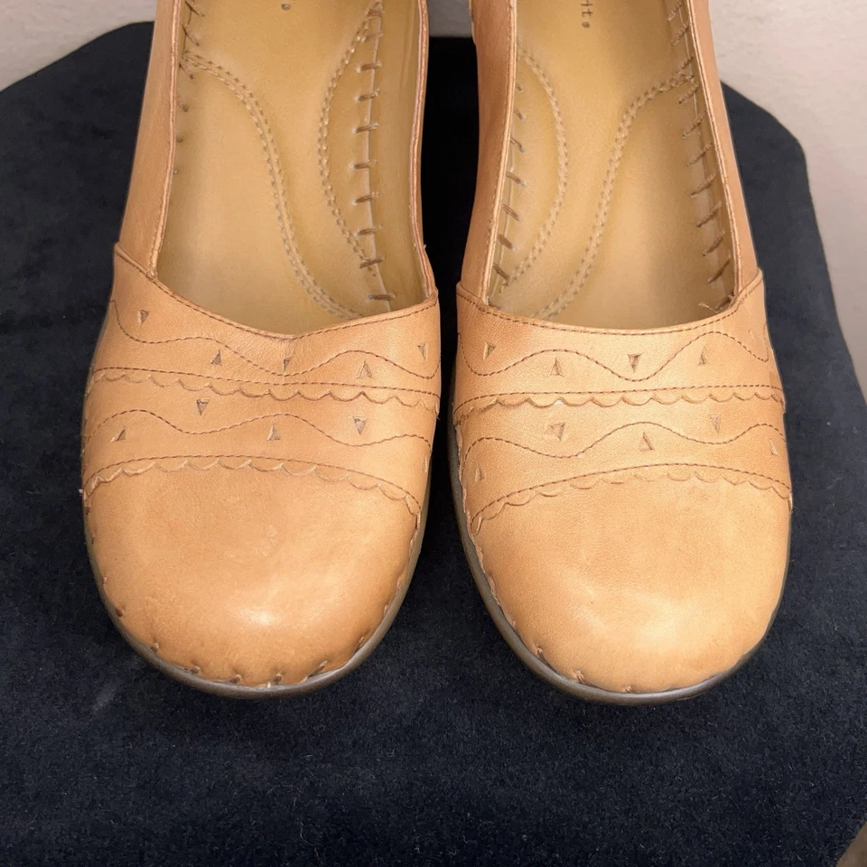 Womens Size 10M Easy Spirit Tan Brown Lether Wedge Shoes Y2K Style Western - Image 4 of 4