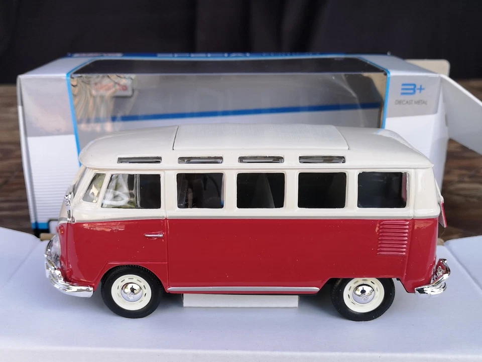 modellino fugone vintage Volkswagen samba vw t1 scala 1:25 modellini 1/24 - Immagine 3 di 4