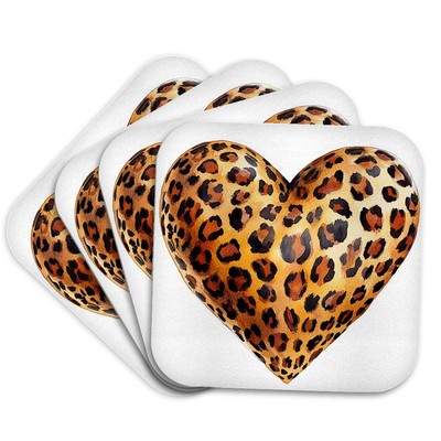3dRose, Glam Leopard Heart Illustration, Coaster