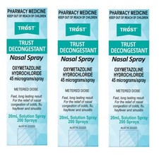3x Trust Nasal Decongestant - Oxymetazoline Hydrochloride 45mg/Spray Allergy