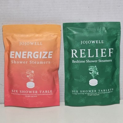 JoJowell Shower Steamers ENERGIZE & RELIEF Bombs 6 Pack Tablets/ea Sealed Lot 2x
