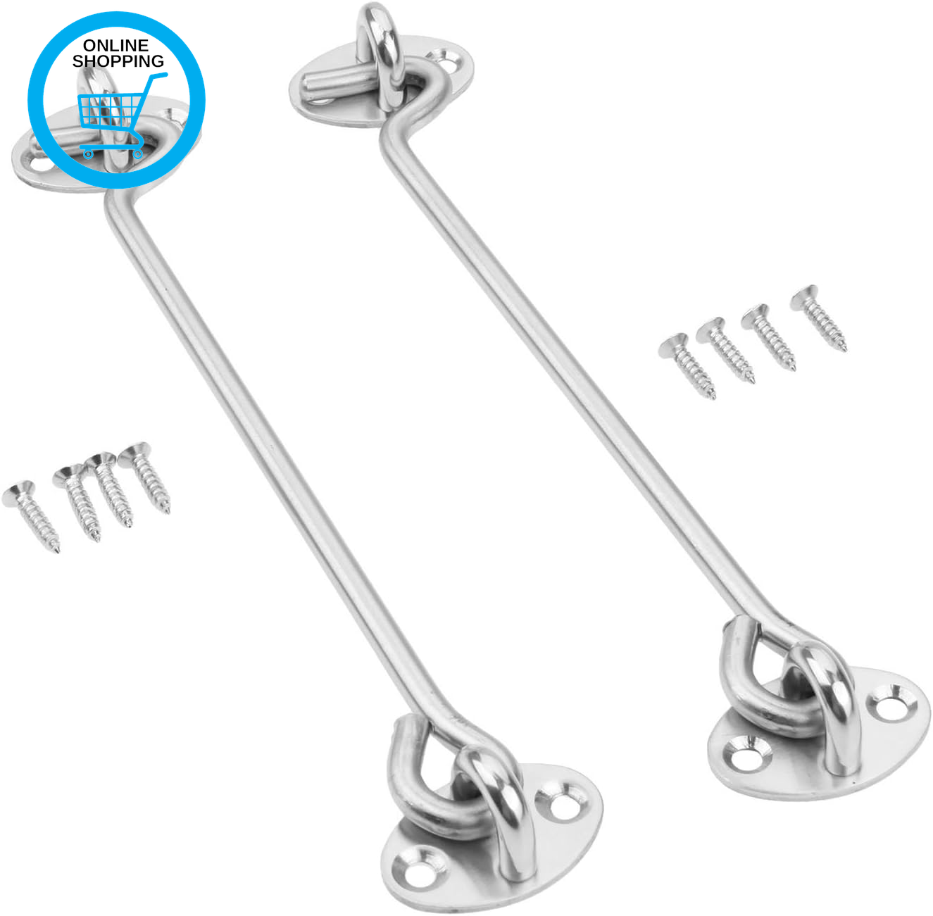 10"" Cabin Hook Eye Latch for Doors, 2Pack Eye Door Latch Window Catch Gate Lock