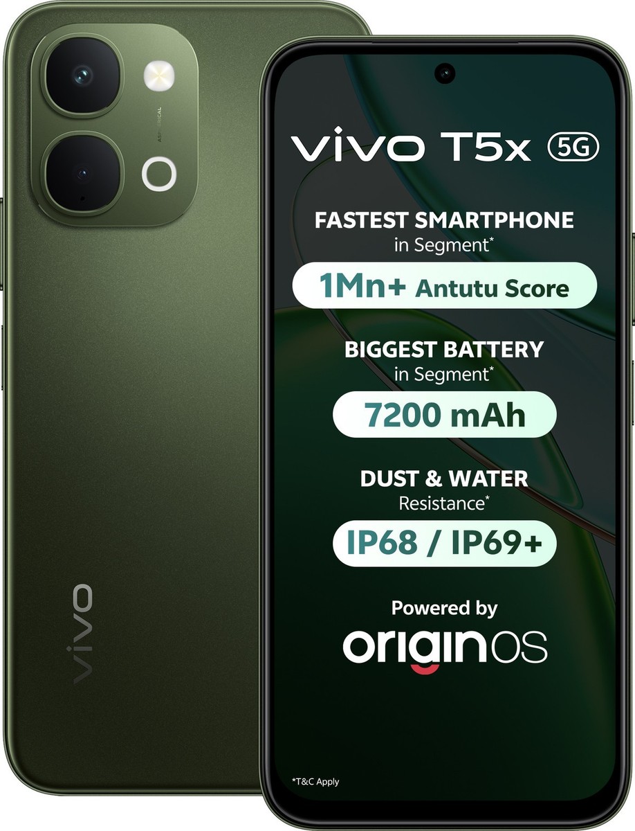 vivo T5x 5G (Green, 256GB 8GB RAM) Dimensity 7400-Turbo 6.76