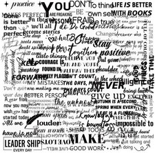 50PCS Transparent Motivational Quote Stickers, Black Inspirational White