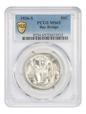 1936-S 50C Bay Bridge PCGS MS65 - Classic Silver Commemorative