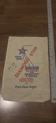 RARE 1931 10 LB SACK  DIAMOND STAR BONBON SUGAR TEXAS REFINING CORP TEXAS CITY