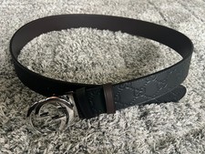 Authentic Gucci Silver GG Reversible Belt Size 100cm Fits 34-36 Waist