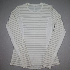 Lululemon Swiftly Tech Long Sleeve Shirt Womens Small Striped Thumbholes Running