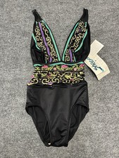 Vintage Catalina One Piece Swimsuit Women 6 NWT Made USA Halter 80s 90s Black