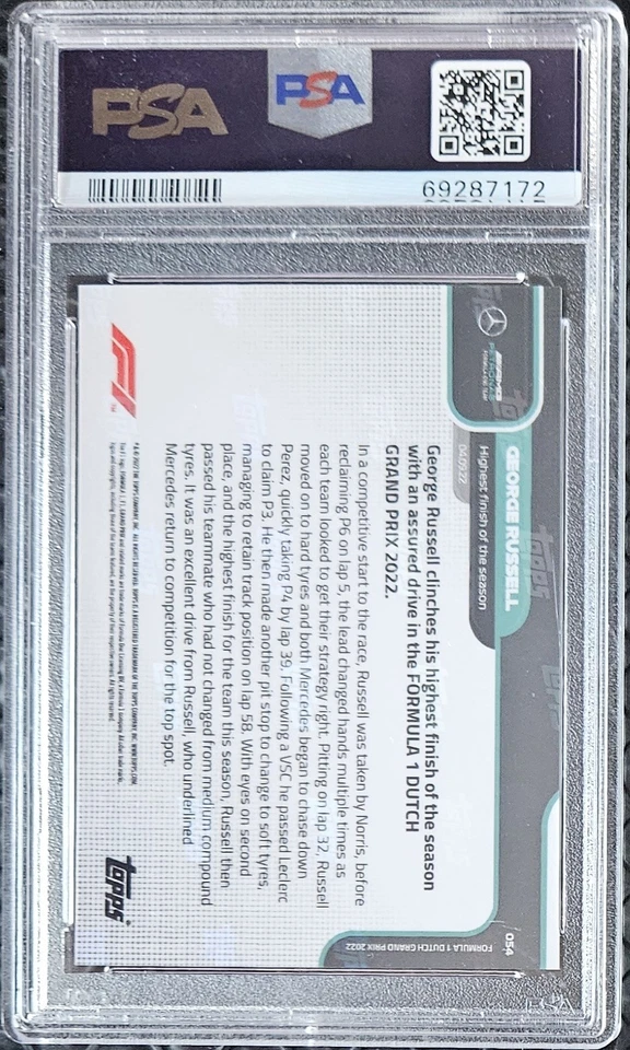 🏁 George RUSSELL *Short Print* PSA 10 2022 Topps Now Formula 1 #54 POP 10 🔥 - Image 3 of 4