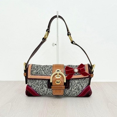 Coach Tweed Soho Demi Flap Shoulder 8F01 Rhinestone handbag with
