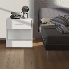Table de chevet meuble de nuit commode à coucher chambre blanc avec 1 tiroir