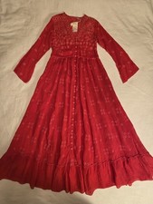 NWT 448 Johnny Was Beesley Embroidered Maxi Red Dress Size XS Without Slip