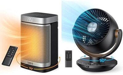 Compact Space Heater & Fan Set with Remote - Ideal for Bedroom & Office