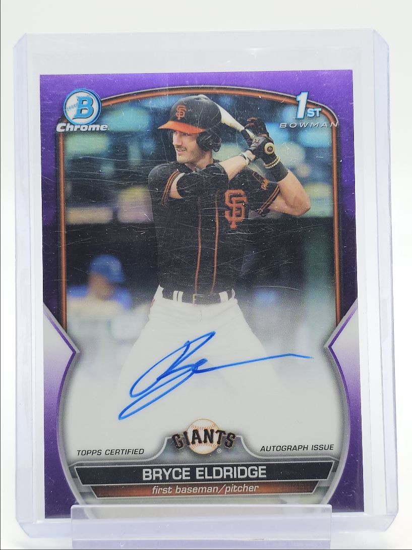 BRYCE ELDRIDGE 2023 BOWMAN CHROME DRAFT 1ST PURPLE REFRACTOR AUTO /250 Q1739