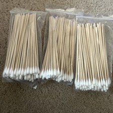 6” Gun Cleaning Swabs 300 Pieces Wooden Handles New In 3 Packs Of 100