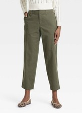 Women's A New Day Size 2 Olive Green High Rise Tapered Ankle Chino Pants Relaxed