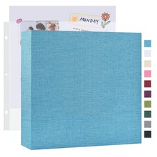 12x12 Inch Large 3 Ring DIY Scrapbook Photo Album with 40 Plastic Sleeves 80 ...