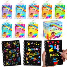 24 Packs Scratch Paper Art Crafts Gift, Rainbow Scratch Paper