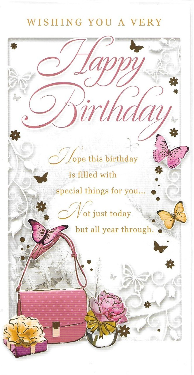 Open birthday card for a Female Lady Woman ~ Butterflies design