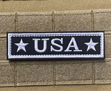 USA America Tactical Morale Patch Hook Loop Tan Veteran Stars Stripes Black