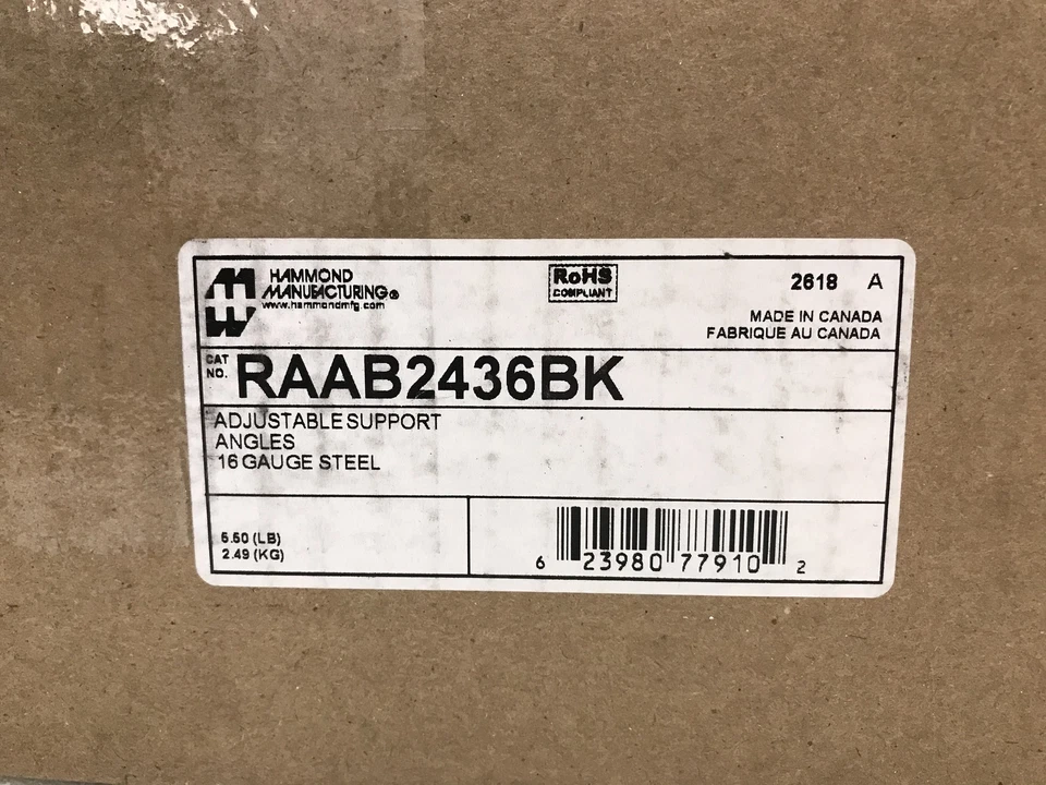New OEM Hammond Manufacturing RAAB2436BK Rackmount Adjustable Angle Bracket - Image 2 of 4