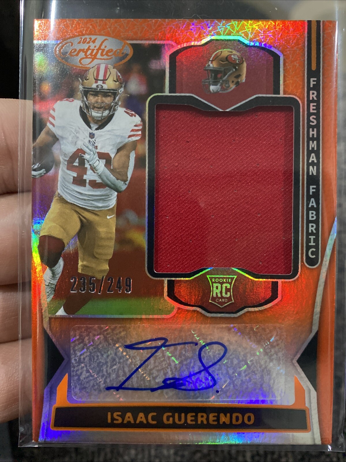 2024 Certified Isaac Guerendo Freshman Fabric Auto Orange /249 RC Rookie 🔥🏈💎
