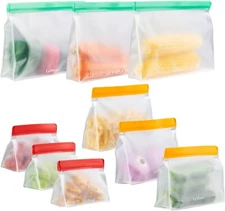 LeMuna 12 Pack Reusable Food Storage Bags, BPA Free Reusable Freezer Bags, PEVA