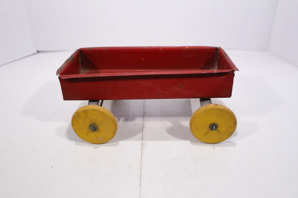 "Vagón/remolque agrícola vintage, acero prensado (8,5"" pulgadas de largo) rojo" Foto 4 de 4