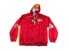 Mitchell Ness Kansas City Chiefs Anorak Windbreaker Jacket Mens XL Red 1/4 Zip