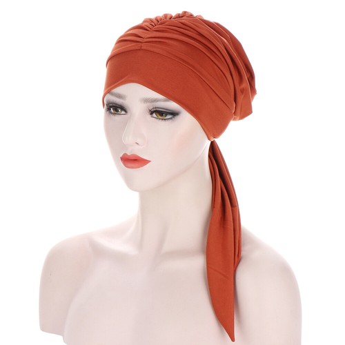 Cappello turbante donna islamico sciarpa testa coda lunga hijab berretto chemio copricapo plissettato - Foto 9 di 21