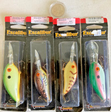 NEW LOT 4 EXCALIBUR FAT FREE CRANKBAITS FINGERLING SHAD FISHING LURES RATTLE NIP