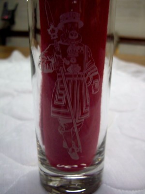 Vintage Beefeater Gin Clear Cocktail Glass with White Frosted Logo/6.5'' Tall