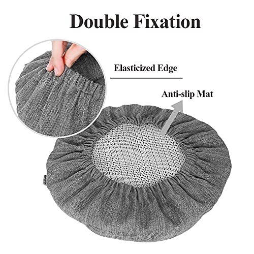 Stool Covers Round, Super Soft Round Bar Stool Cushion Covers 16" (40 cm) Grey - Picture 6 of 8