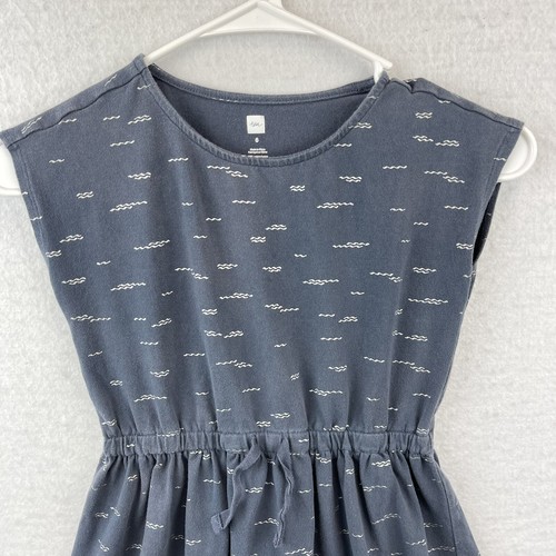 Tea Collection Hi-Lo Tie Dress Girls 6 Grey Sleeveless Round Neck Elastic Waist - Picture 3 of 8