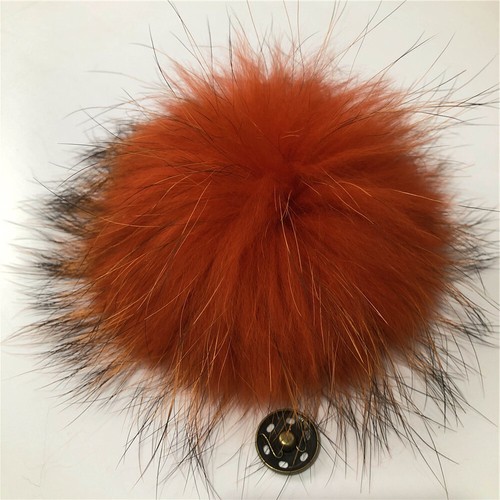 10 piezas/lote-15 cm/6" Bola de pompón de piel de mapache real con botón a presión sombrero gorro hágalo usted mismo - Imagen 50 de 63