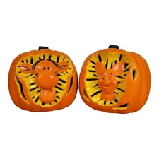 DISNEY PIGLET & TIGGER PUMPKIN Light Halloween 1999 Vintage NO LIGHTS