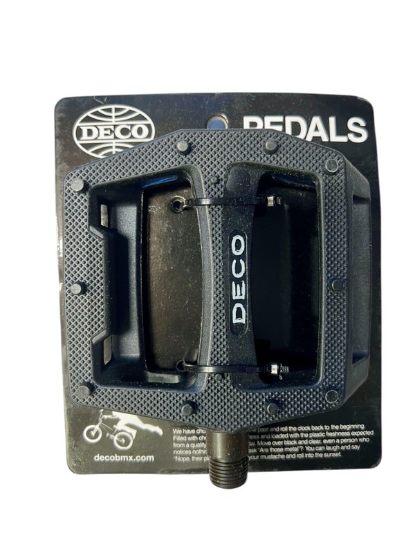 DECO BMX PC PEDALS BLACK NYLON 9/16" CHROMOLY SPINDLE FREESTYLE PLASTIC