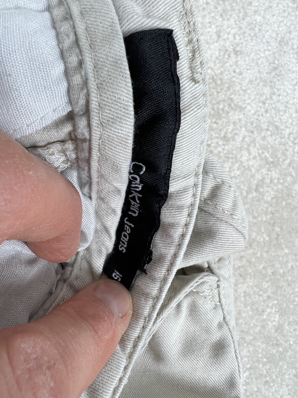 Calvin Klein Shorts Boys 16 Beige Chino Khaki Cotton Flat Front Preppy Casual image 9