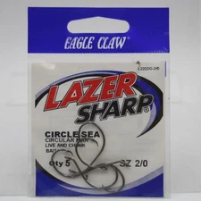 Eagle Claw Lazer Sharp L2222G Circle Sea Black Fishing Hooks Size 2/0