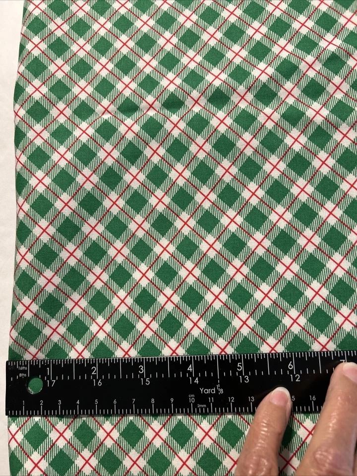 Moda Fabrics #24125 CANDY CANE LANE Prairie Grass Patterns Evergreen Plaid 2 Yds - Image 3 of 3