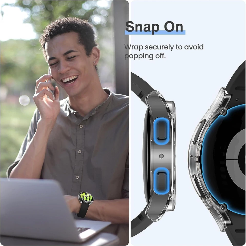 2 Pack For Samsung Galaxy Watch 6 44/40mm Glass Screen Protector Case Full Cover - Image 4 of 4