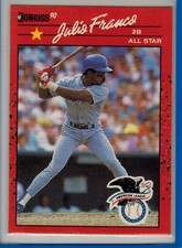 JULIO FRANCO - Donruss 1990 #701, Triple Error Card: No Dot, No TM, and misprint