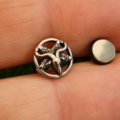 Boucles D'oreilles Stud Baphomet Pentagramme Inversé - Acier Chirurgical 316L, Style Occulte/gothique