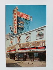ATLANTIC CITY NJ CHROME POSTCARD PLANTERS PEANUTS STORE HUGE SIGN NUTS 1960 ERA
