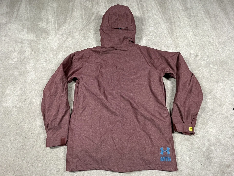 Under Armour Jacket Mens Large Burgundy Snap Zip Mountain MTN Hood Coat L - Image 2 of 4