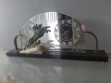 Rare pendule Art Déco   bronze métal clock panthère horloge 