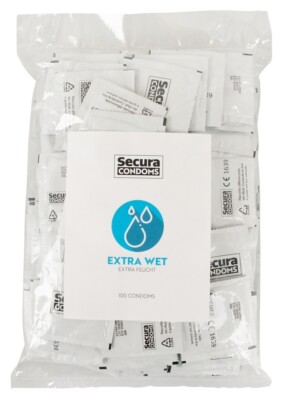 Kondome 100 stück Condome Secura Extra FEUCHT  53 mm  Transparent beschichtet