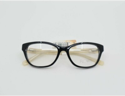 Womens Flower 6002 MARY Black Full Rim Cat Eye Eyeglasses 52-16-135